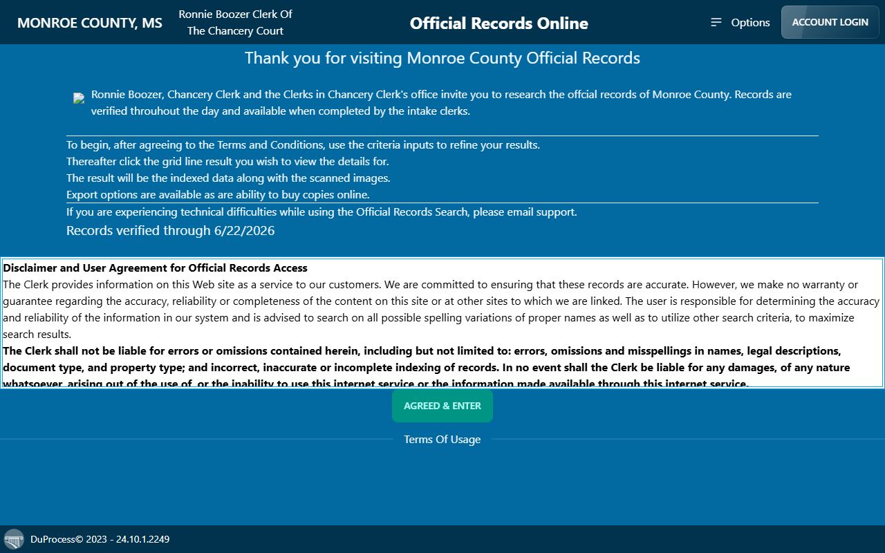 DuProcess land records search for Monroe County property records