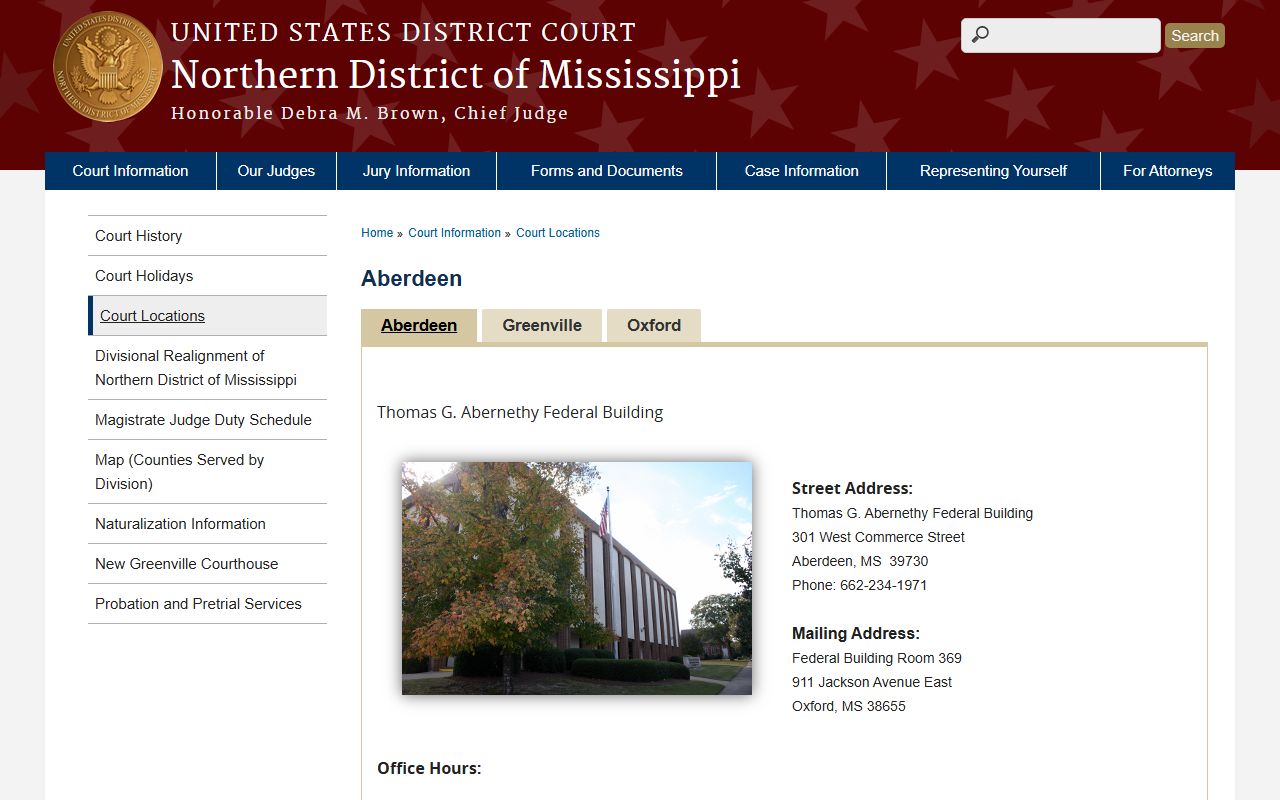 Monroe County federal court records access at the Aberdeen courthouse