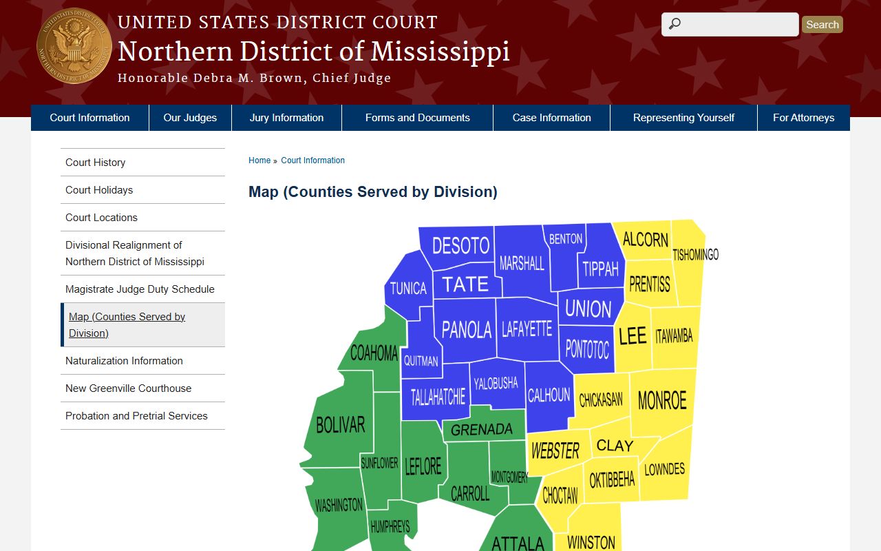Monroe County location within the Northern District federal court division map