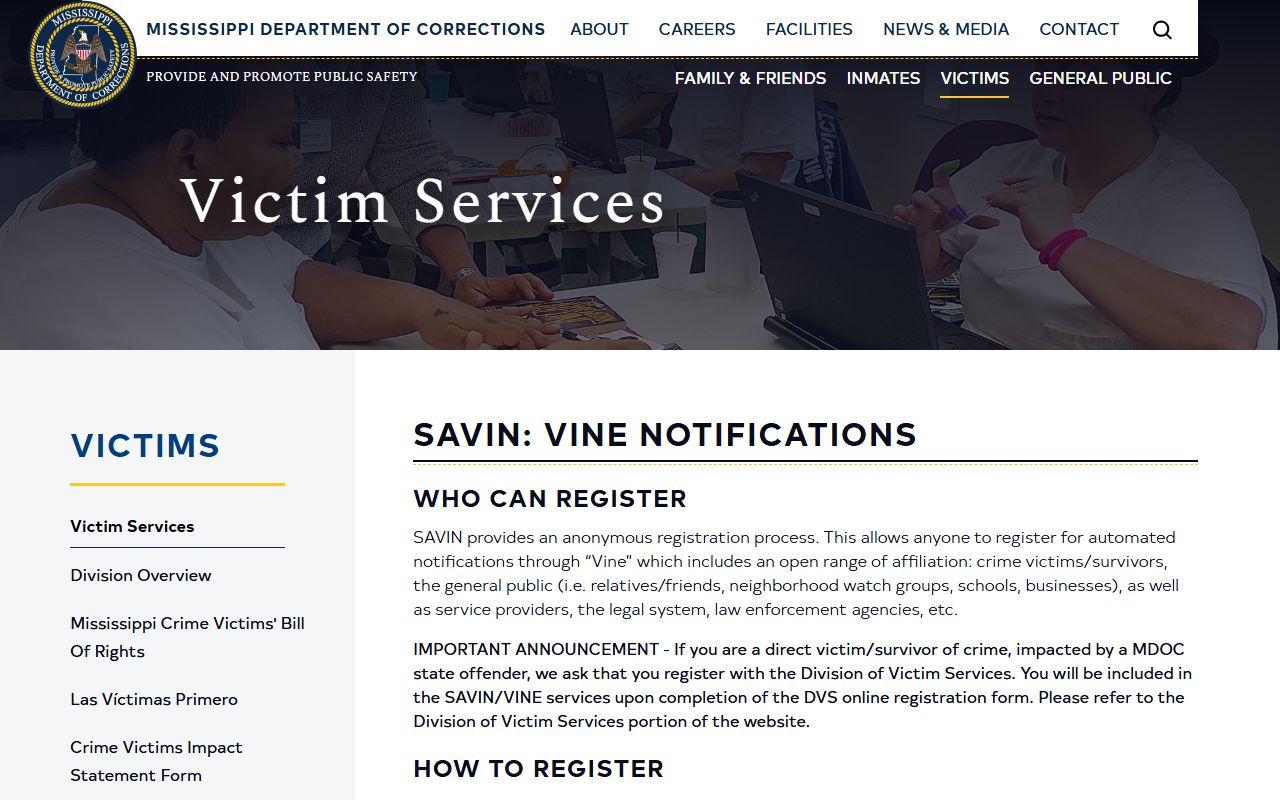 MDOC SAVIN and VINE notification service for Monroe County custody records