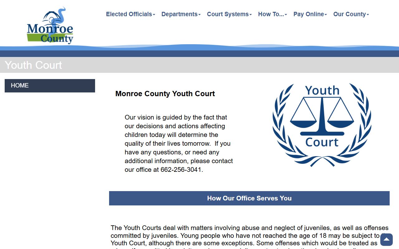 Monroe County Youth Court page for juvenile court records and programs