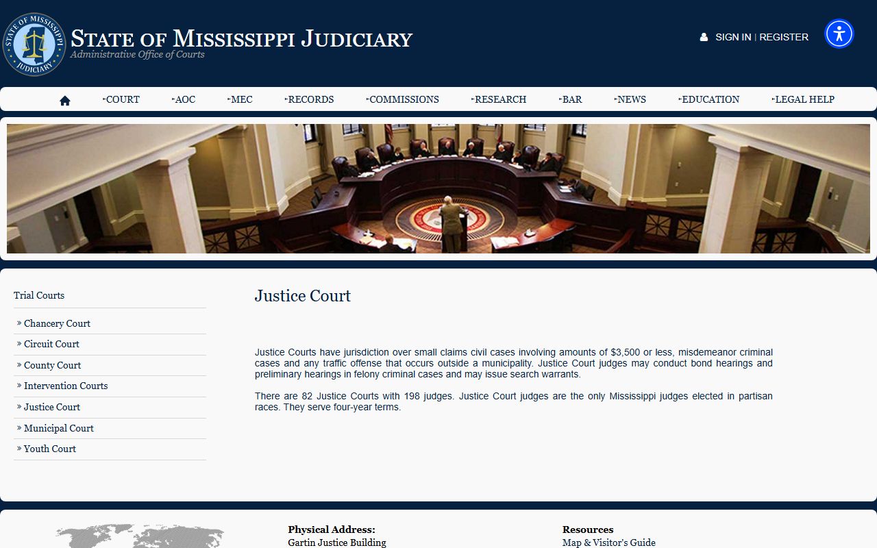 Monroe County court dockets Justice Court jurisdiction reference