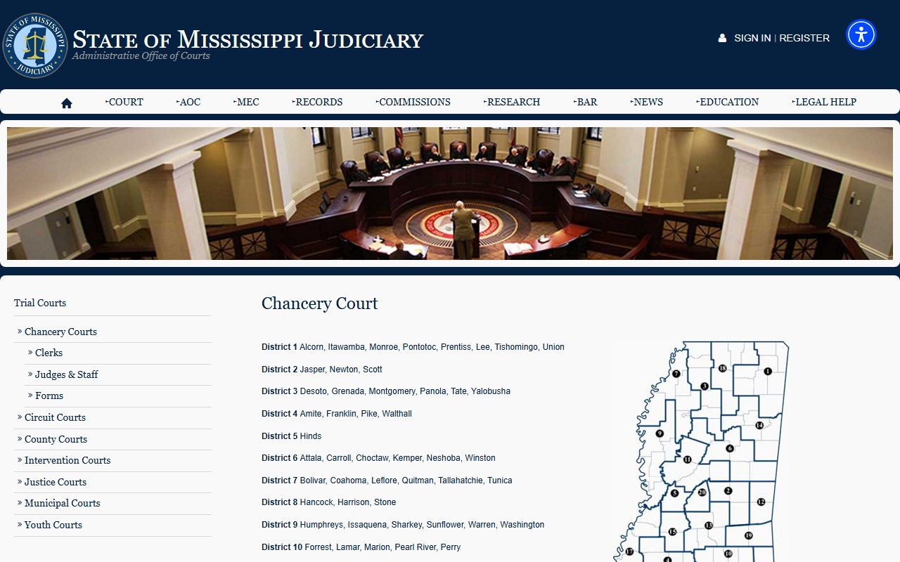 Monroe County court dockets Chancery Court jurisdiction reference