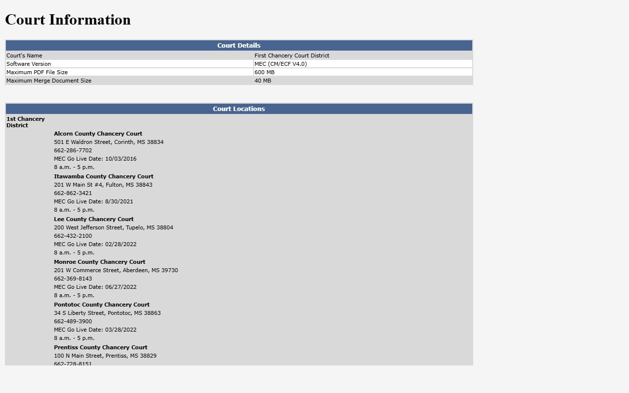 Monroe County probate records First Chancery MEC court information page
